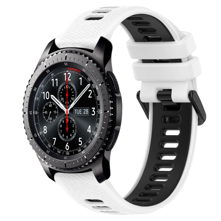 For Samsung Gear S3 Frontier 22mm Sports Two-Color Silicone Watch Band(White+Black) - Smart Wear by PMC Jewellery | Online Shopping South Africa | PMC Jewellery