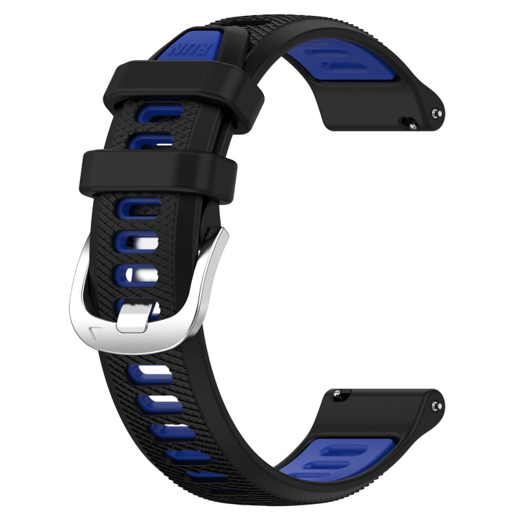 For Garmin Forerunner 265S 18mm Sports Two-Color Steel Buckle Silicone Watch Band(Black+Blue) - Smart Wear by PMC Jewellery | Online Shopping South Africa | PMC Jewellery