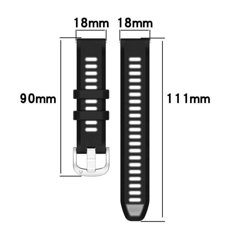 For Garmin Active S 18mm Sports Two-Color Steel Buckle Silicone Watch Band(Starlight+Black) - Smart Wear by PMC Jewellery | Online Shopping South Africa | PMC Jewellery