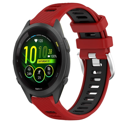 For Garmin Forerunner 265S Music 18mm Sports Two-Color Steel Buckle Silicone Watch Band(Red+Black) - Smart Wear by PMC Jewellery | Online Shopping South Africa | PMC Jewellery