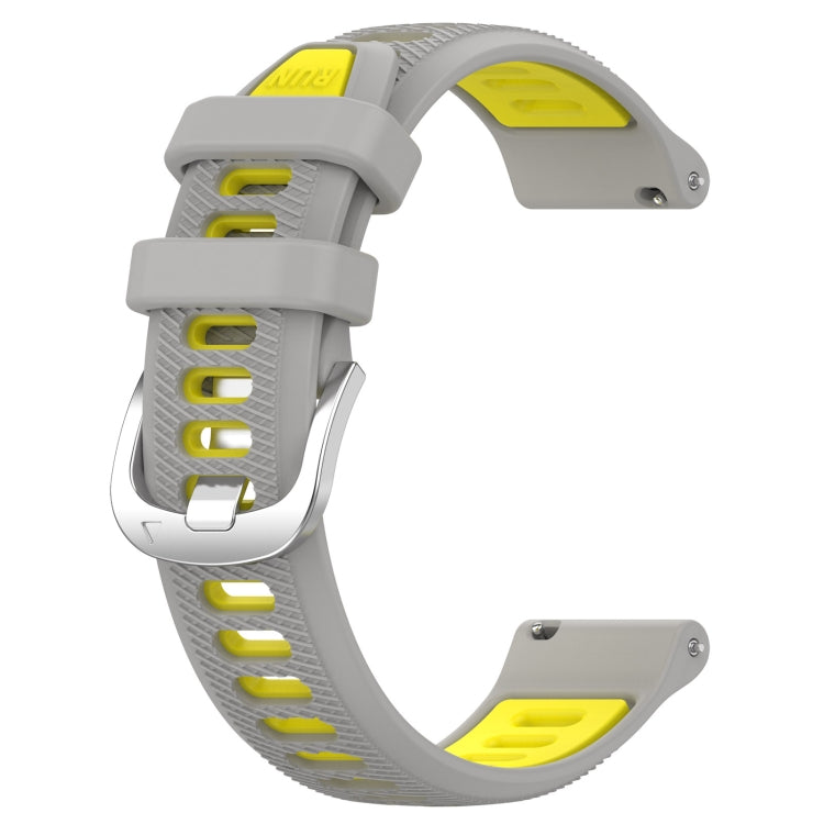 For Garmin Venu 2S 18mm Sports Two-Color Steel Buckle Silicone Watch Band(Grey+Yellow) - Smart Wear by PMC Jewellery | Online Shopping South Africa | PMC Jewellery