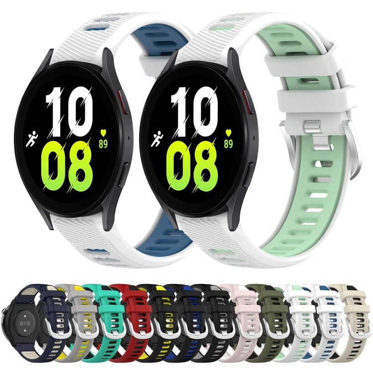 For Samsung Galaxy Watch5 44mm 20mm Sports Two-Color Steel Buckle Silicone Watch Band(Black+Lime Green) - Smart Wear by PMC Jewellery | Online Shopping South Africa | PMC Jewellery