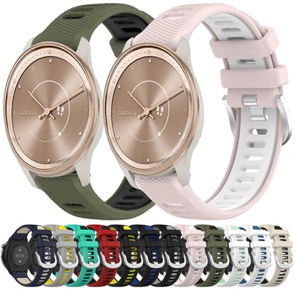 For Garmin VivoMove Luxe 20mm Sports Two-Color Steel Buckle Silicone Watch Band(Pink+White) - Smart Wear by PMC Jewellery | Online Shopping South Africa | PMC Jewellery