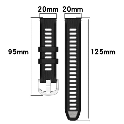 For Garmin Forerunner 245 20mm Sports Two-Color Steel Buckle Silicone Watch Band(Black+Grey) - Smart Wear by PMC Jewellery | Online Shopping South Africa | PMC Jewellery