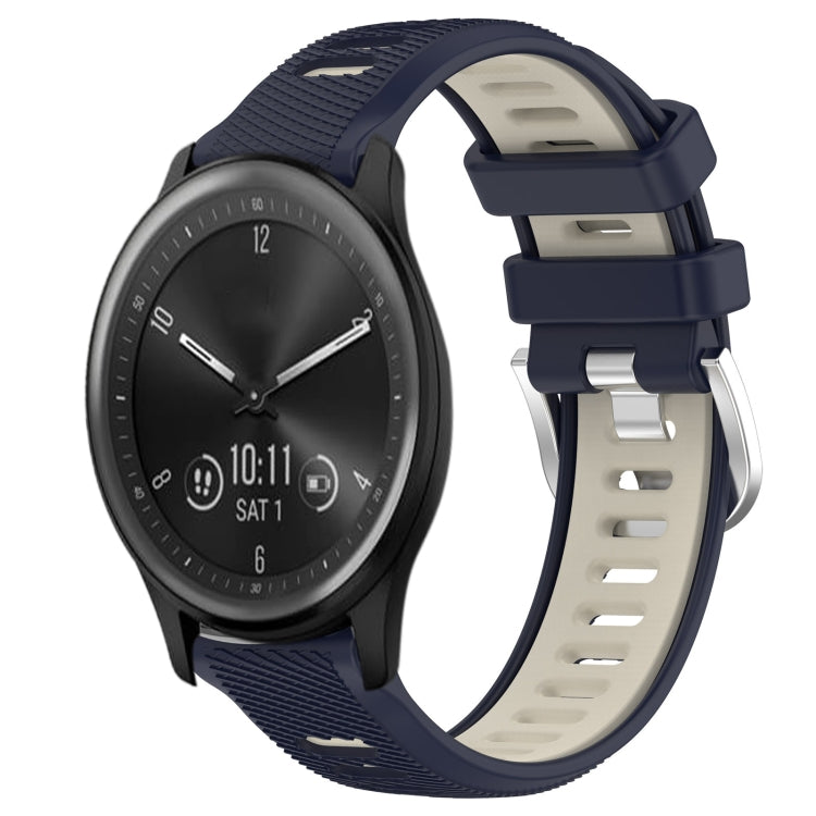 For Garmin Vivomove Sport 20mm Sports Two-Color Steel Buckle Silicone Watch Band(Midnight Blue+Starlight) - Smart Wear by PMC Jewellery | Online Shopping South Africa | PMC Jewellery