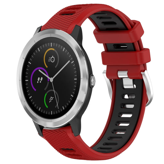For Garmin Vivoactive3 20mm Sports Two-Color Steel Buckle Silicone Watch Band(Red+Black) - Smart Wear by PMC Jewellery | Online Shopping South Africa | PMC Jewellery