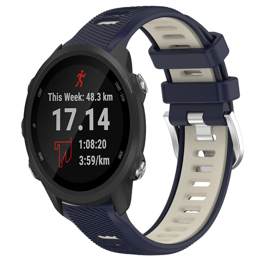 For Garmin Forerunner 245 20mm Sports Two-Color Steel Buckle Silicone Watch Band(Midnight Blue+Starlight) - Smart Wear by PMC Jewellery | Online Shopping South Africa | PMC Jewellery
