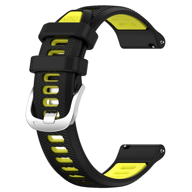 For Garmin Forerunner Sq2 20mm Sports Two-Color Steel Buckle Silicone Watch Band(Black+Lime Green) - Smart Wear by PMC Jewellery | Online Shopping South Africa | PMC Jewellery