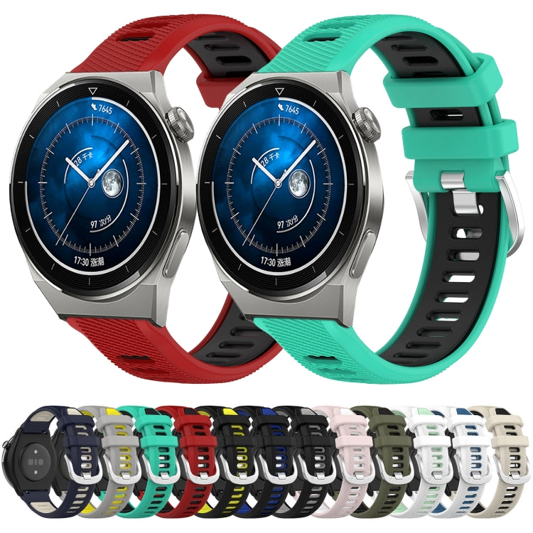 For Huawei Watch GT2 42mm 20mm Sports Two-Color Steel Buckle Silicone Watch Band(Starlight+Black) - Smart Wear by PMC Jewellery | Online Shopping South Africa | PMC Jewellery