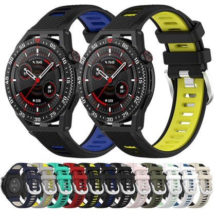 For Huawei GT2 46mm 22mm Sports Two-Color Steel Buckle Silicone Watch Band(Starlight+Black) - Smart Wear by PMC Jewellery | Online Shopping South Africa | PMC Jewellery