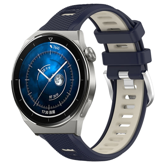 For Huawei Watch GT3 Pro 46mm 22mm Sports Two-Color Steel Buckle Silicone Watch Band(Midnight Blue+Starlight) - Smart Wear by PMC Jewellery | Online Shopping South Africa | PMC Jewellery