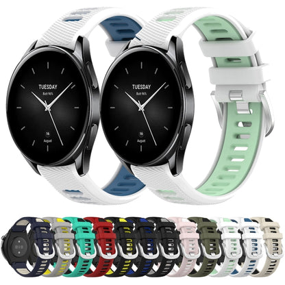 For Xiaomi Watch S2 46mm 22mm Sports Two-Color Steel Buckle Silicone Watch Band(White+Teal) - Smart Wear by PMC Jewellery | Online Shopping South Africa | PMC Jewellery