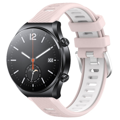 For Xiaomi MI Watch S1 22mm Sports Two-Color Steel Buckle Silicone Watch Band(Pink+White) - Smart Wear by PMC Jewellery | Online Shopping South Africa | PMC Jewellery