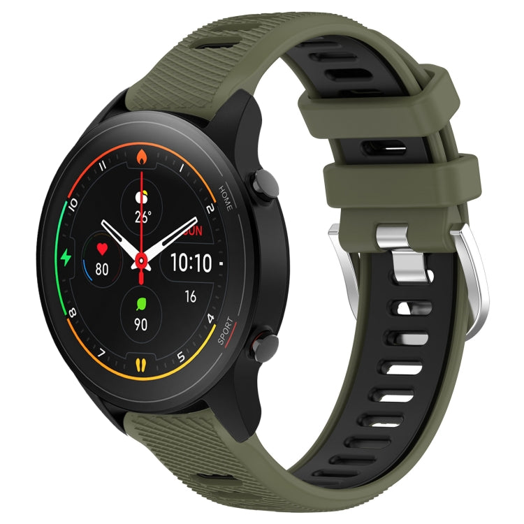 For Xiaomi MI Watch S1 Pro 22mm Sports Two-Color Steel Buckle Silicone Watch Band(Army Green+Black) - Smart Wear by PMC Jewellery | Online Shopping South Africa | PMC Jewellery