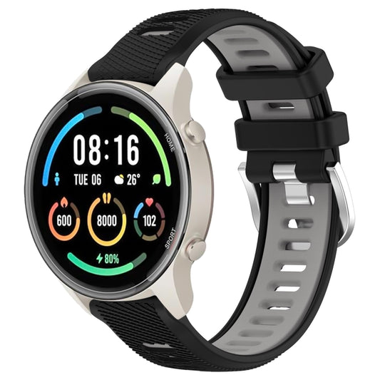 For Xiaomi MI Watch Color 2 22mm Sports Two-Color Steel Buckle Silicone Watch Band(Black+Grey) - Smart Wear by PMC Jewellery | Online Shopping South Africa | PMC Jewellery