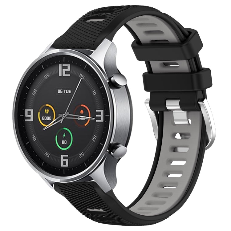 For Xiaomi MI Watch Sport 22mm Sports Two-Color Steel Buckle Silicone Watch Band(Black+Grey) - Smart Wear by PMC Jewellery | Online Shopping South Africa | PMC Jewellery