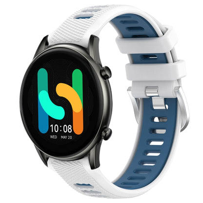 For Xiaomi MI Watch Color 22mm Sports Two-Color Steel Buckle Silicone Watch Band(White+Blue) - Smart Wear by PMC Jewellery | Online Shopping South Africa | PMC Jewellery