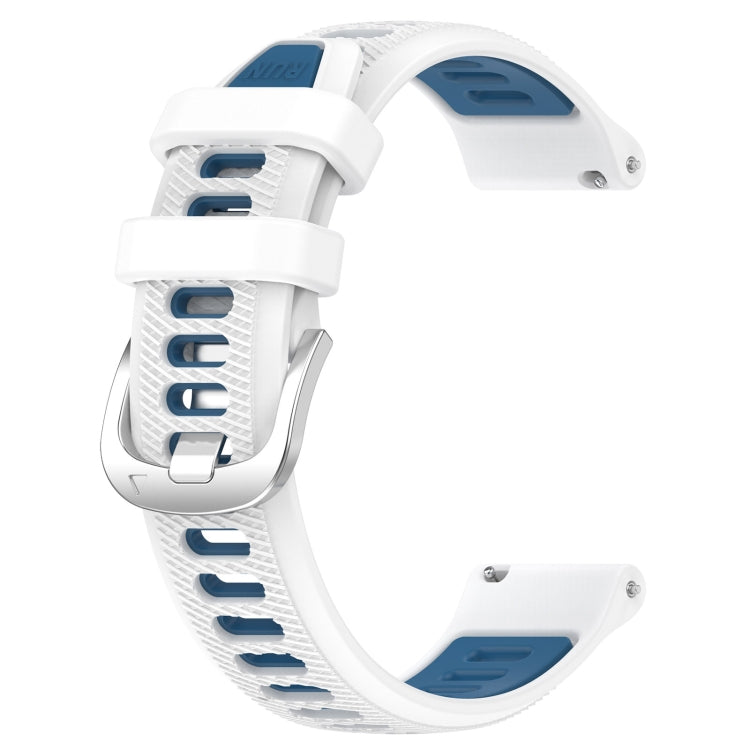 For Xiaomi Haylou RT2 LS10 22mm Sports Two-Color Steel Buckle Silicone Watch Band(White+Blue) - Smart Wear by PMC Jewellery | Online Shopping South Africa | PMC Jewellery