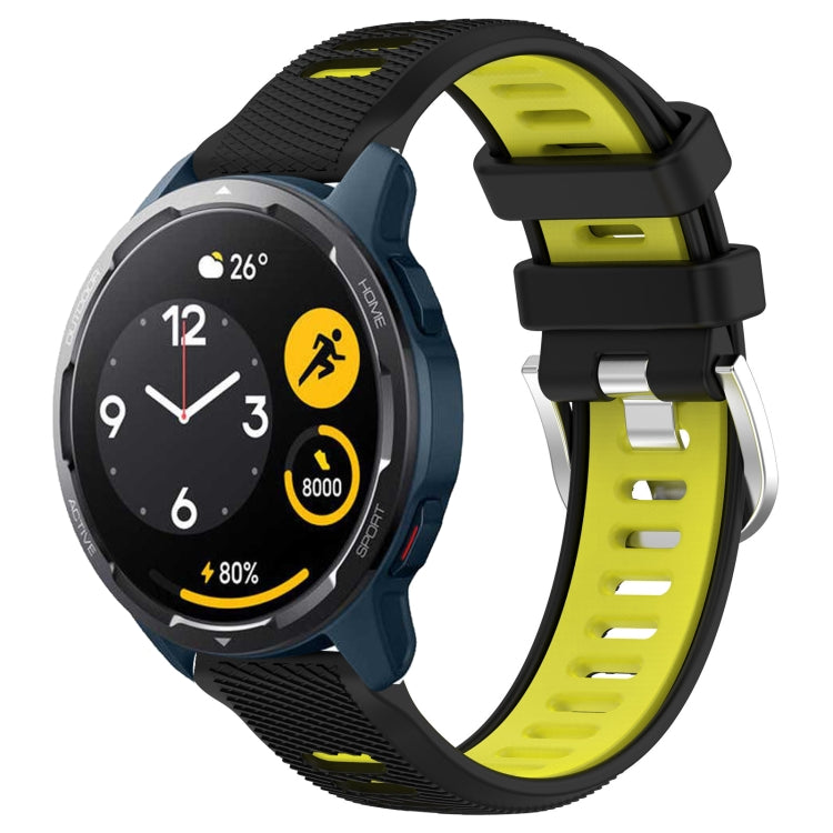 For  Xiaomi Haylou RS4 LS12 22mm Sports Two-Color Steel Buckle Silicone Watch Band(Black+Lime Green) - Smart Wear by PMC Jewellery | Online Shopping South Africa | PMC Jewellery