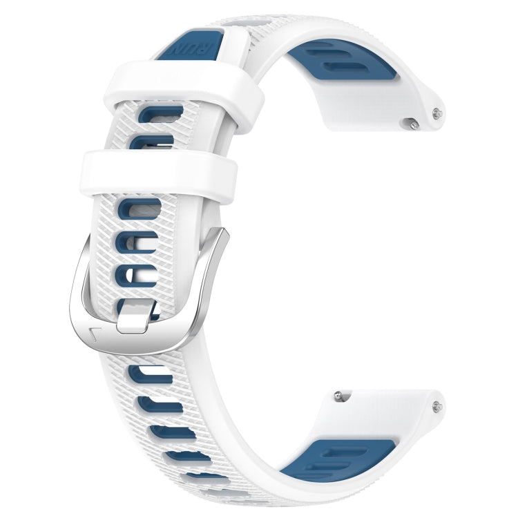 For Amazfit GTR 4 22mm Cross Texture Two Color Silicone Steel Buckle Watch Band(White+Blue) -  by PMC Jewellery | Online Shopping South Africa | PMC Jewellery