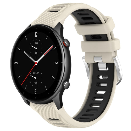 For Amazfit GTR 2e 22mm Cross Texture Two Color Silicone Steel Buckle Watch Band(Starlight+Black) - Smart Wear by PMC Jewellery | Online Shopping South Africa | PMC Jewellery