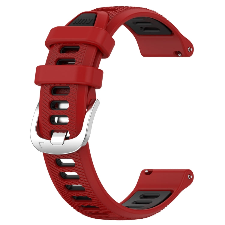 For Amazfit GTR 2 22mm Cross Texture Two Color Silicone Steel Buckle Watch Band(Red+Black) - Smart Wear by PMC Jewellery | Online Shopping South Africa | PMC Jewellery