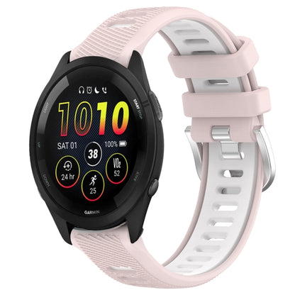 For Garmin Forerunner 265 22mm Sports Two-Color Steel Buckle Silicone Watch Band(Pink+White) - Smart Wear by PMC Jewellery | Online Shopping South Africa | PMC Jewellery