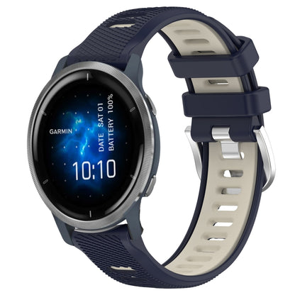 For Garmin Venu 2 22mm Sports Two-Color Steel Buckle Silicone Watch Band(Midnight Blue+Starlight) - Smart Wear by PMC Jewellery | Online Shopping South Africa | PMC Jewellery