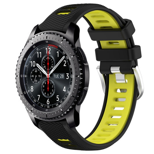 For Samsung Gear S3 Frontier 22mm Sports Two-Color Steel Buckle Silicone Watch Band(Black+Lime Green) - Smart Wear by PMC Jewellery | Online Shopping South Africa | PMC Jewellery