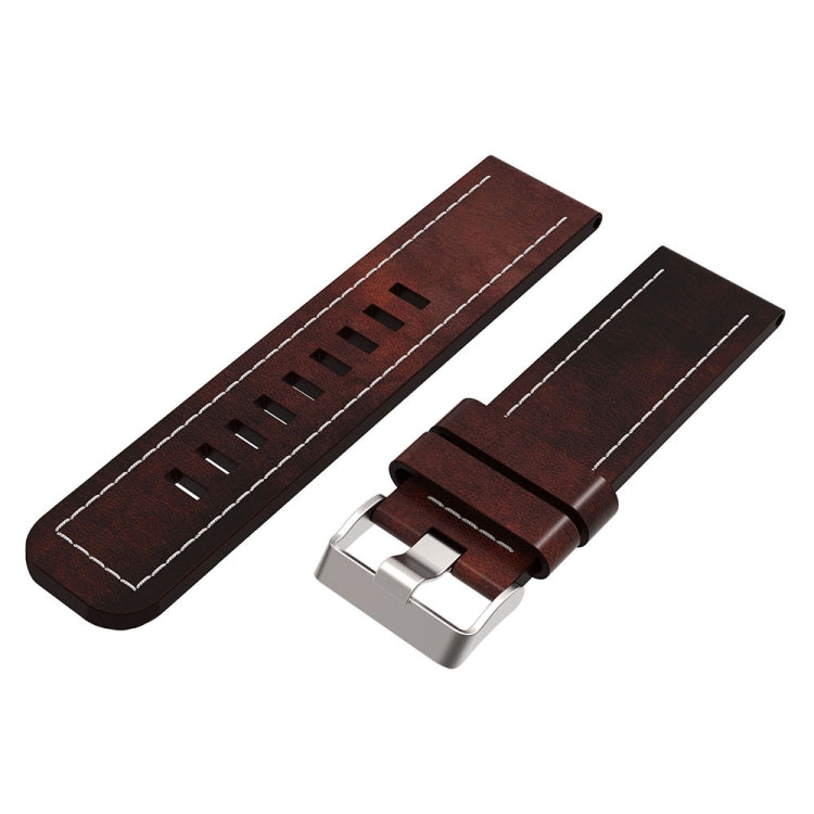 For Garmin Tactix Delta 26mm Sewing Leather Steel Buckle Watch Band(Red Brown) - Smart Wear by PMC Jewellery | Online Shopping South Africa | PMC Jewellery