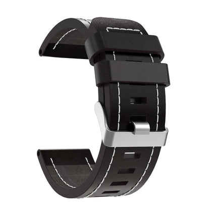 For Garmin Descent MK 2i 26mm Sewing Leather Steel Buckle Watch Band(Black) - Smart Wear by PMC Jewellery | Online Shopping South Africa | PMC Jewellery