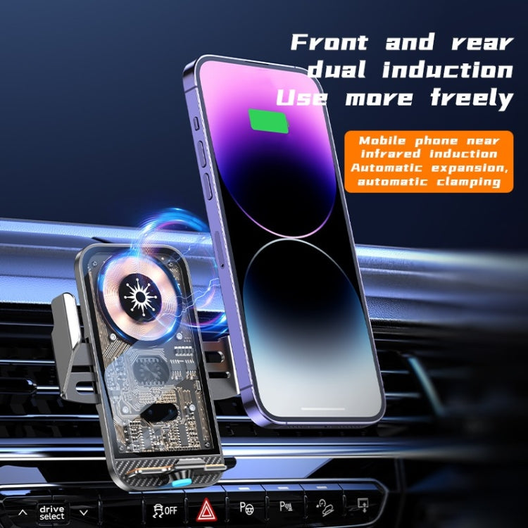 C11 Car 15W Automatically Open Transparent Type-C Wireless Charger Stand(Blue) - Wireless Charger Holders by PMC Jewellery | Online Shopping South Africa | PMC Jewellery