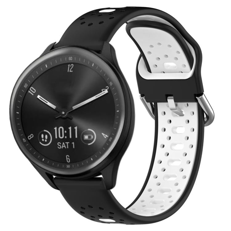 For Garmin Vivomove Sport 20mm Breathable Two-Color Silicone Watch Band(Black+White) - Watch Bands by PMC Jewellery | Online Shopping South Africa | PMC Jewellery