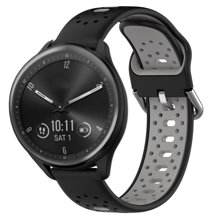 For Garmin Vivomove Sport 20mm Breathable Two-Color Silicone Watch Band(Black+Grey) - Watch Bands by PMC Jewellery | Online Shopping South Africa | PMC Jewellery