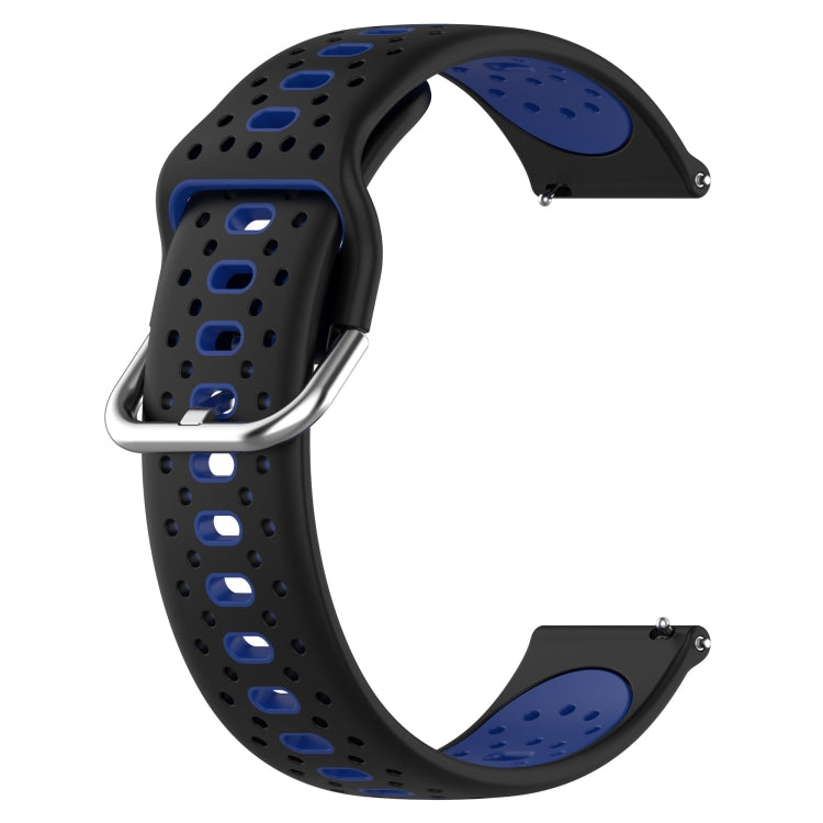 For Garmin Vivomove Sport 20mm Breathable Two-Color Silicone Watch Band(Black+Blue) - Watch Bands by PMC Jewellery | Online Shopping South Africa | PMC Jewellery