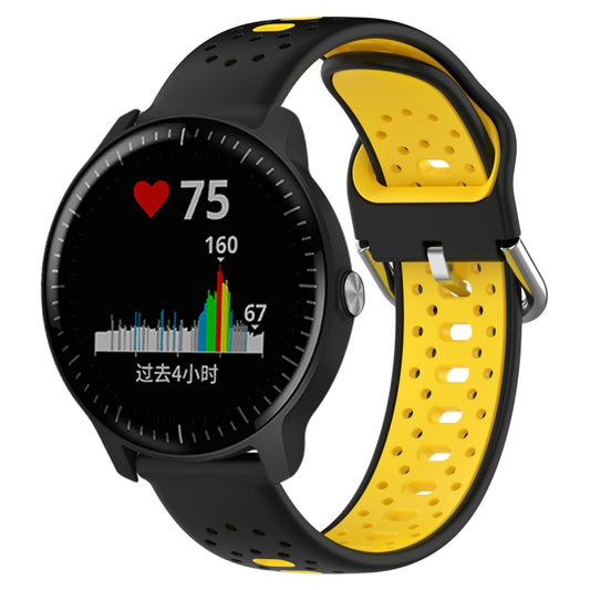 For Garmin Vivoactive3 Music 20mm Breathable Two-Color Silicone Watch Band(Black+Yellow) - Watch Bands by PMC Jewellery | Online Shopping South Africa | PMC Jewellery