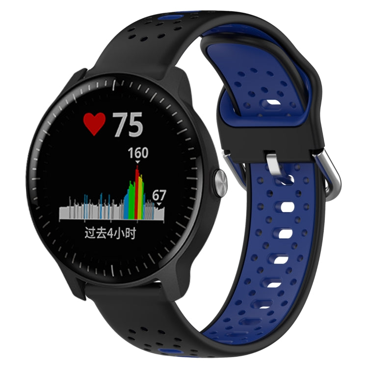 For Garmin Vivoactive3 Music 20mm Breathable Two-Color Silicone Watch Band(Black+Blue) - Watch Bands by PMC Jewellery | Online Shopping South Africa | PMC Jewellery