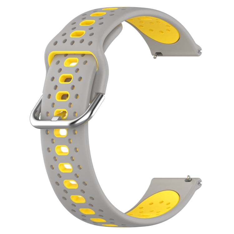 For Garmin Venu 2 Plus 20mm Breathable Two-Color Silicone Watch Band(Grey+Yellow) - Watch Bands by PMC TechLife | Online Shopping South Africa | PMC TechLife