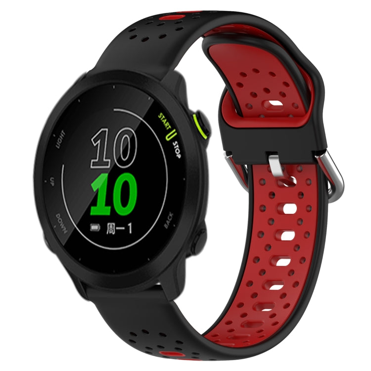 For Garmin Forerunner 158 20mm Breathable Two-Color Silicone Watch Band(Black+Red) - Watch Bands by PMC Jewellery | Online Shopping South Africa | PMC Jewellery