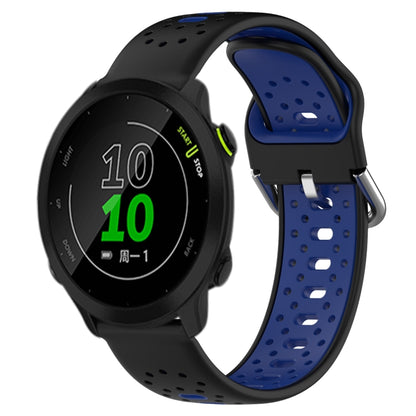 For Garmin Forerunner 158 20mm Breathable Two-Color Silicone Watch Band(Black+Blue) - Watch Bands by PMC Jewellery | Online Shopping South Africa | PMC Jewellery