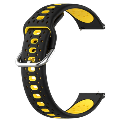 For Garmin Forerunner 55 20mm Breathable Two-Color Silicone Watch Band(Black+Yellow) - Watch Bands by PMC Jewellery | Online Shopping South Africa | PMC Jewellery