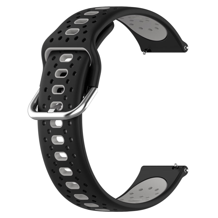 For Garmin Forerunner 55 20mm Breathable Two-Color Silicone Watch Band(Black+Grey) - Watch Bands by PMC TechLife | Online Shopping South Africa | PMC TechLife