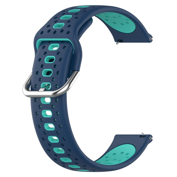 For Garmin Forerunner 55 20mm Breathable Two-Color Silicone Watch Band(Blue+Teal) - Watch Bands by PMC TechLife | Online Shopping South Africa | PMC TechLife