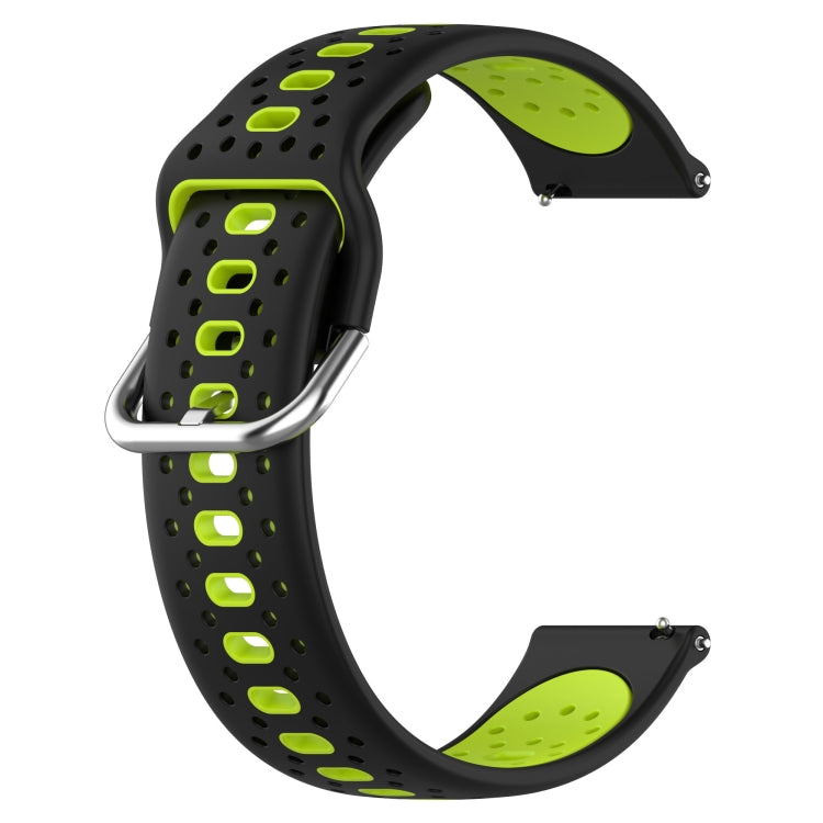 For Garmin Venu 20mm Breathable Two-Color Silicone Watch Band(Black+Lime Green) - Watch Bands by PMC Jewellery | Online Shopping South Africa | PMC Jewellery