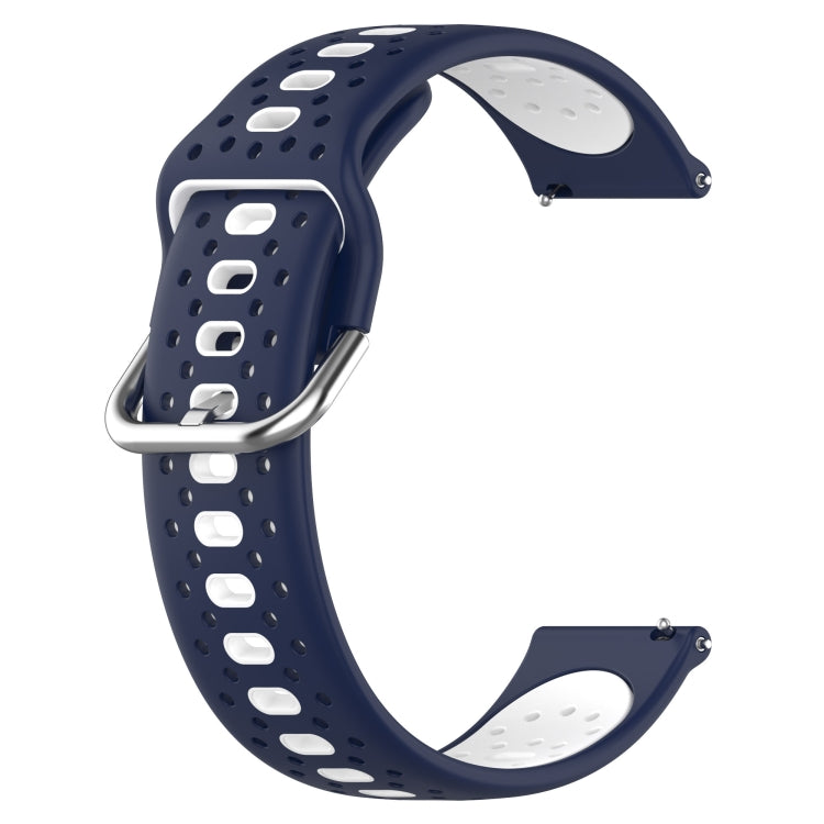 For Garmin Forerunner 245 20mm Breathable Two-Color Silicone Watch Band(Midnight Blue+White) - Watch Bands by PMC TechLife | Online Shopping South Africa | PMC TechLife