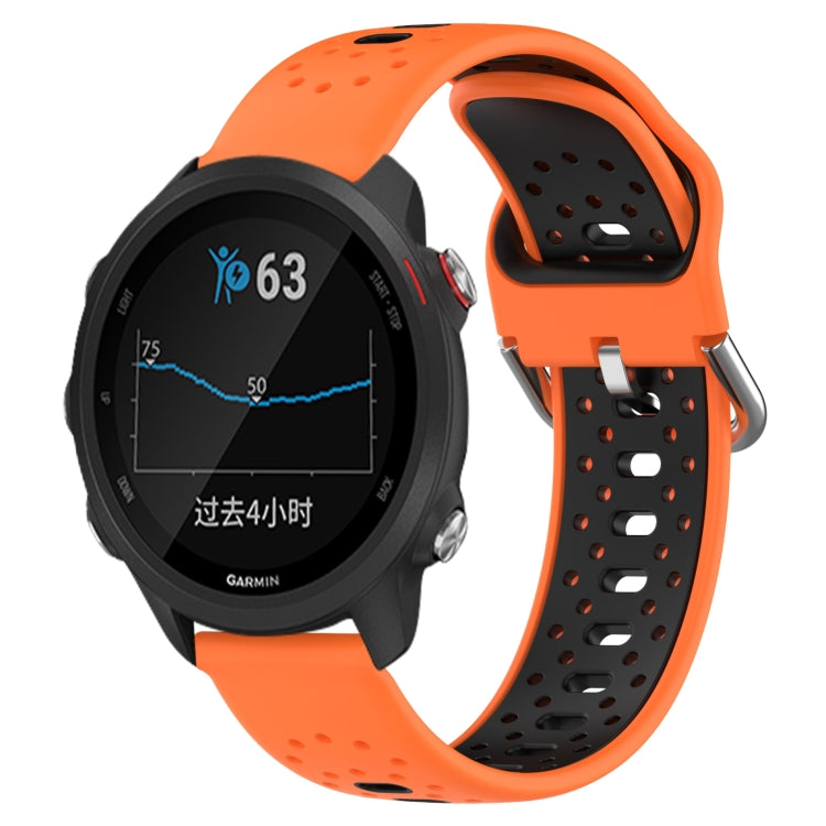 For Garmin Forerunner 245 Music 20mm Breathable Two-Color Silicone Watch Band(Orange+Black) - Watch Bands by PMC Jewellery | Online Shopping South Africa | PMC Jewellery