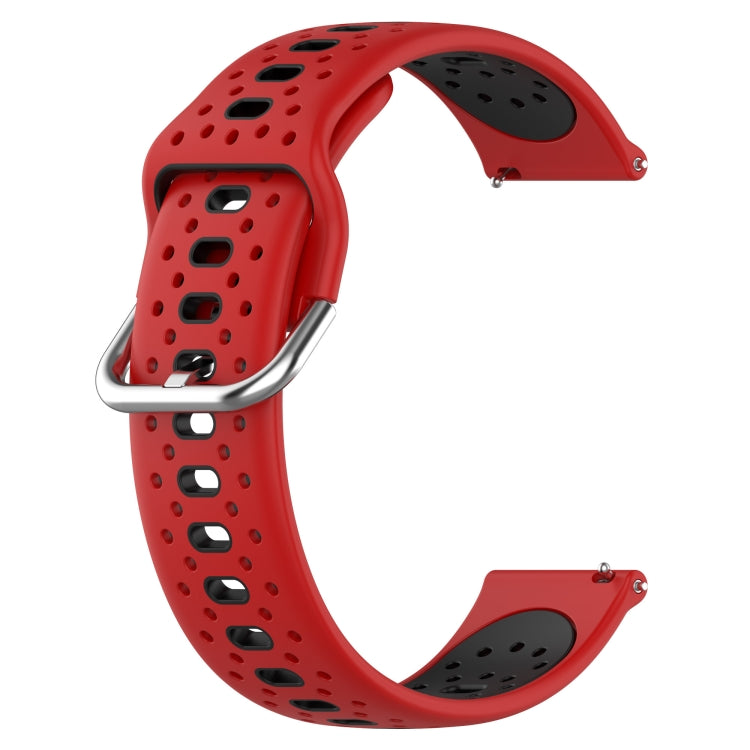 For Garmin Forerunner 645 Music 20mm Breathable Two-Color Silicone Watch Band(Red+Black) - Watch Bands by PMC Jewellery | Online Shopping South Africa | PMC Jewellery