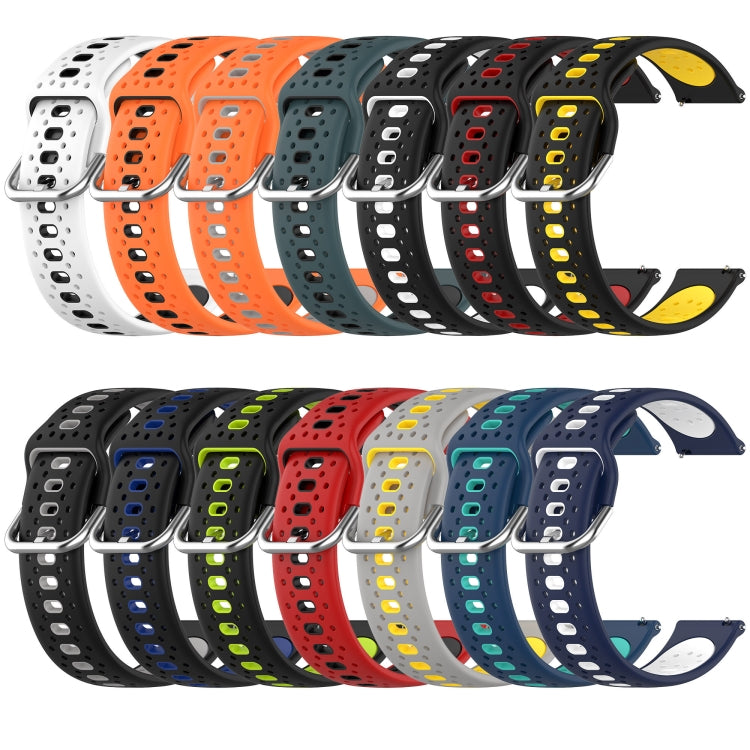 For Garmin Forerunner 245 20mm Breathable Two-Color Silicone Watch Band(Black+White) - Watch Bands by PMC TechLife | Online Shopping South Africa | PMC TechLife
