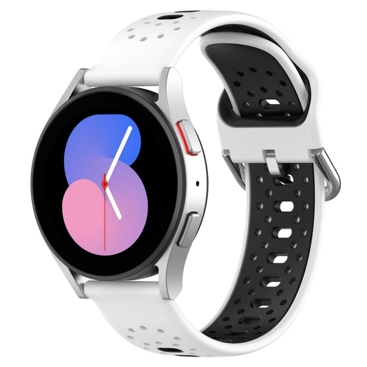 For Samsung  Galaxy Watch 4 Classic 42mm 20mm Breathable Two-Color Silicone Watch Band(White+Black) - Watch Bands by PMC Jewellery | Online Shopping South Africa | PMC Jewellery