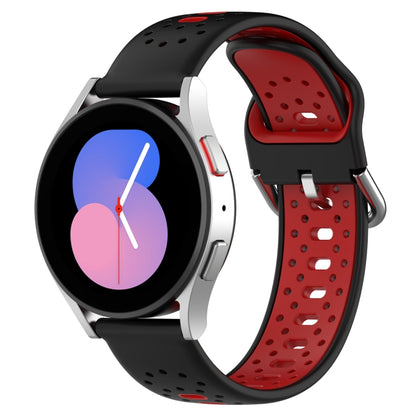 For Samsung  Galaxy Watch 4 Classic 46mm 20mm Breathable Two-Color Silicone Watch Band(Black+Red) - Watch Bands by PMC Jewellery | Online Shopping South Africa | PMC Jewellery